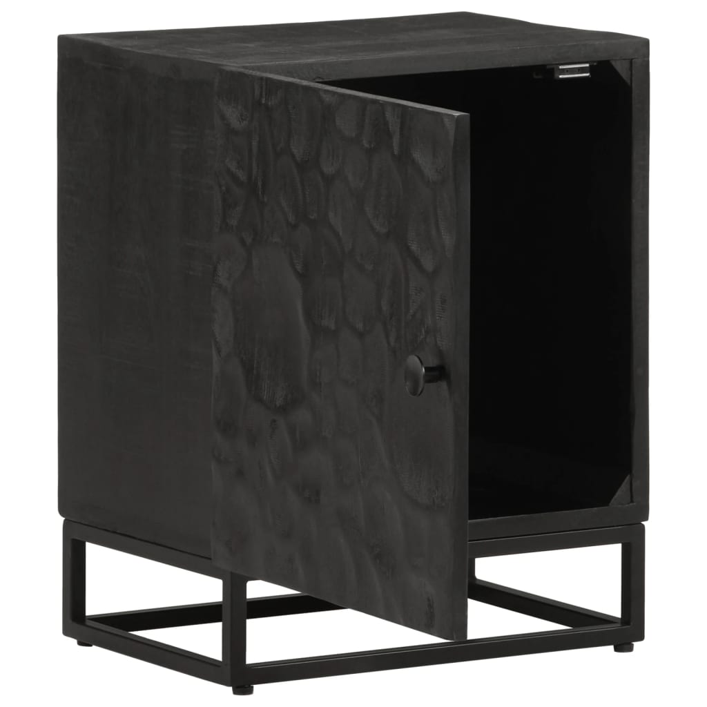 Bedside Table Black 40x30x50 cm Solid Mango Wood and Iron