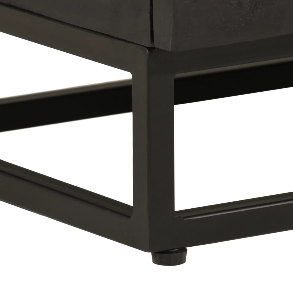 Bedside Table Black 40x30x50 cm Solid Mango Wood and Iron