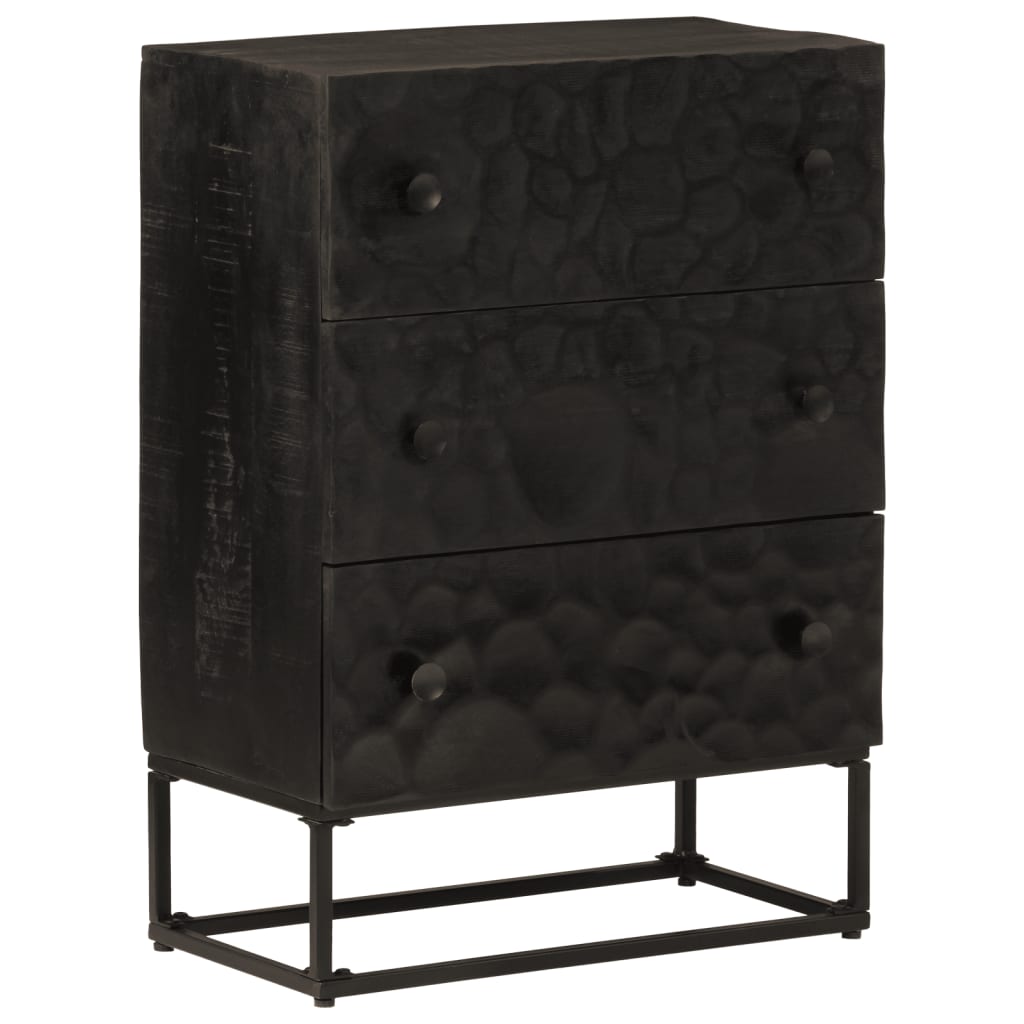 Chest of Drawers Black 55x30x76 cm Solid Mango Wood and Iron