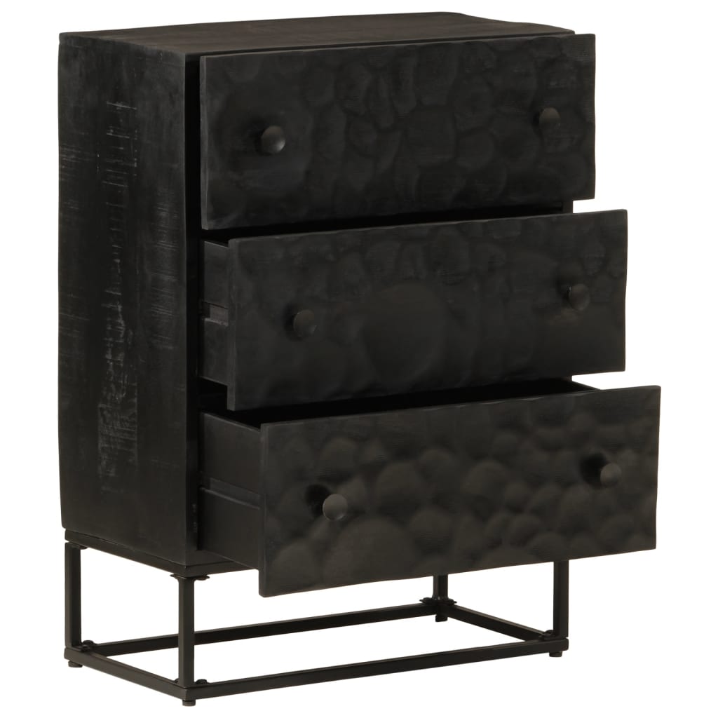 Chest of Drawers Black 55x30x76 cm Solid Mango Wood and Iron