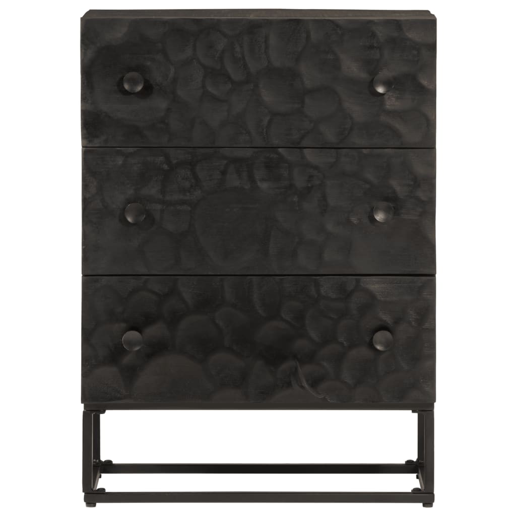 Chest of Drawers Black 55x30x76 cm Solid Mango Wood and Iron