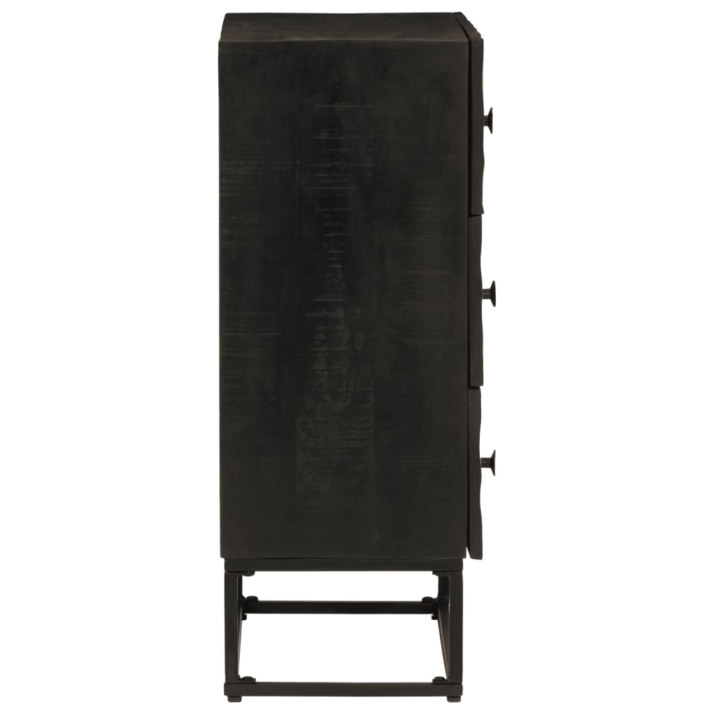 Chest of Drawers Black 55x30x76 cm Solid Mango Wood and Iron