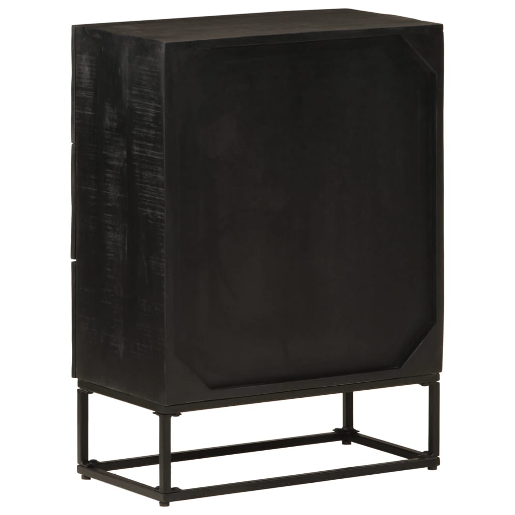 Chest of Drawers Black 55x30x76 cm Solid Mango Wood and Iron