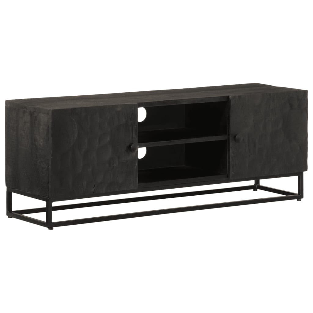 TV Cabinet Black 110x30x40 cm Solid Mango Wood and Iron