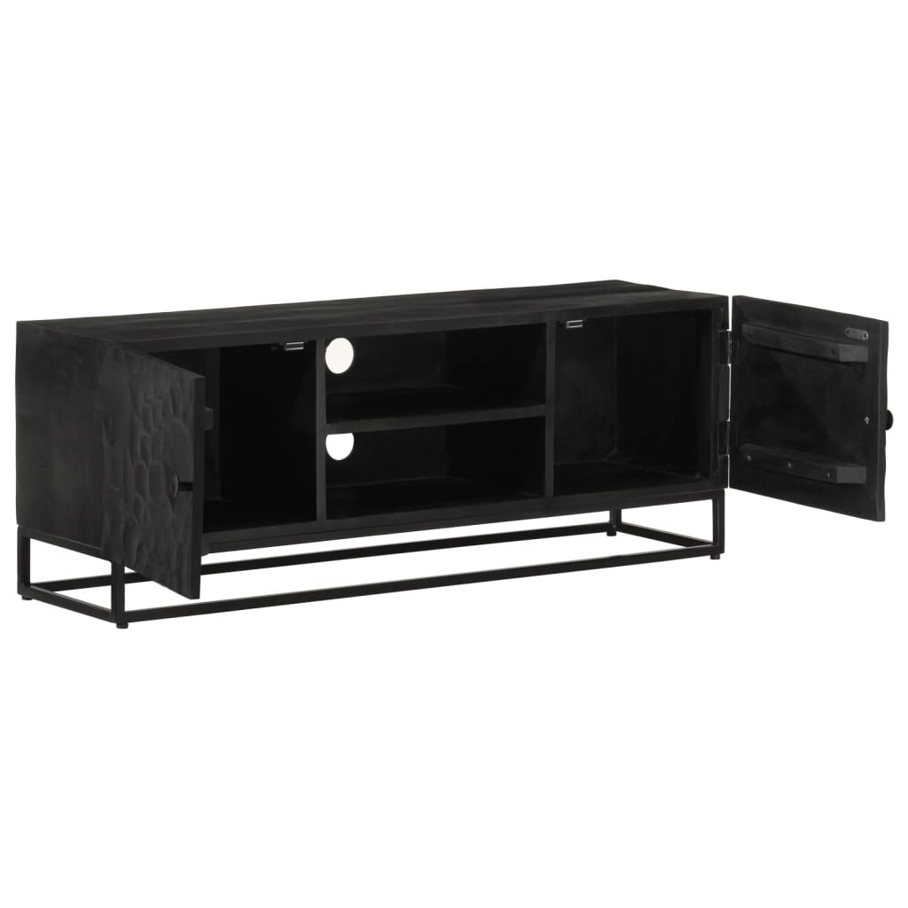 TV Cabinet Black 110x30x40 cm Solid Mango Wood and Iron