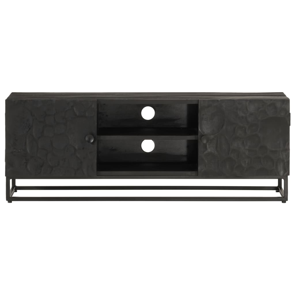 TV Cabinet Black 110x30x40 cm Solid Mango Wood and Iron