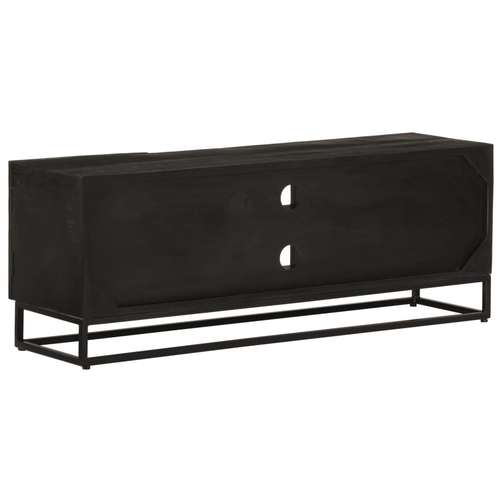 TV Cabinet Black 110x30x40 cm Solid Mango Wood and Iron