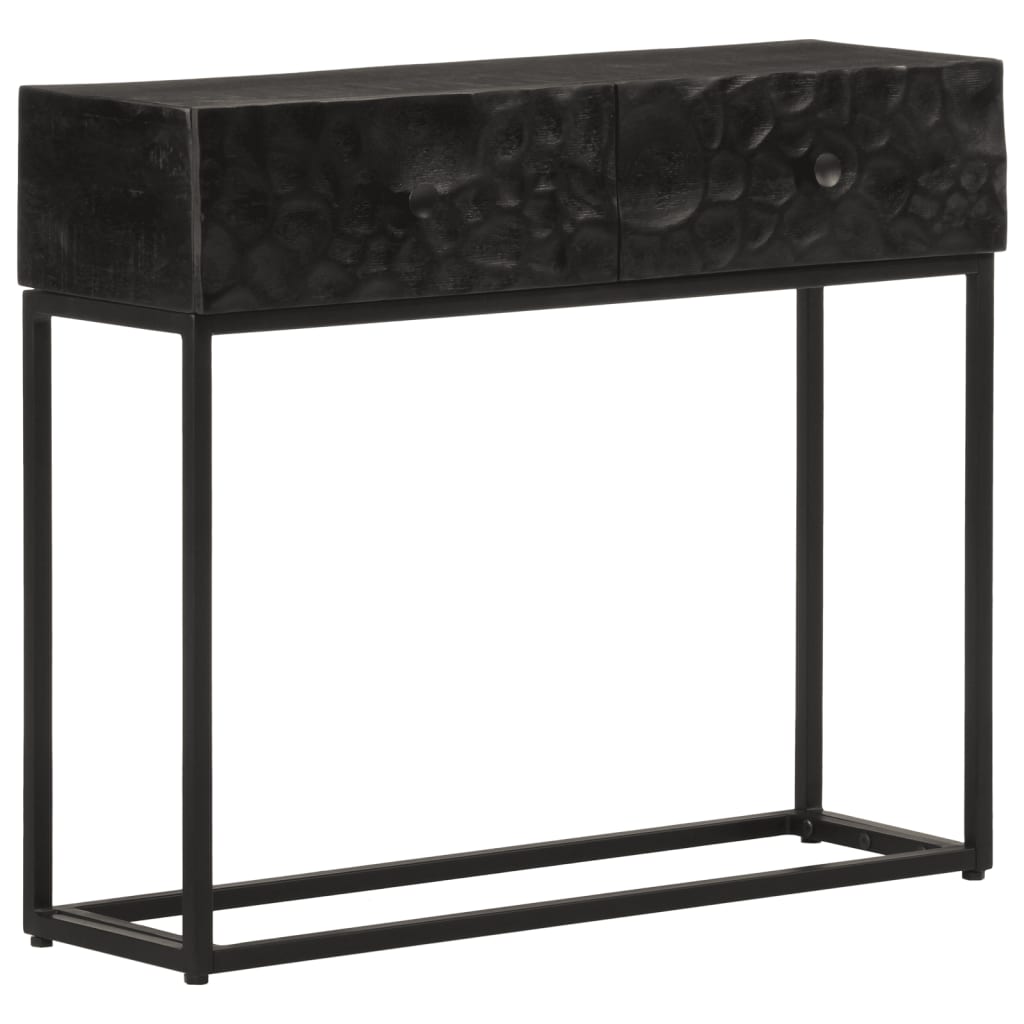 Console Table Black 90x30x76 cm Solid Mango Wood and Iron