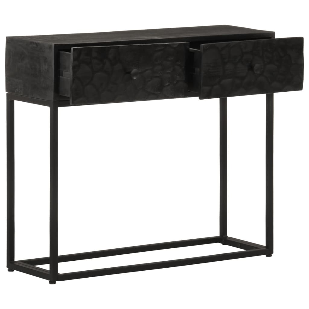 Console Table Black 90x30x76 cm Solid Mango Wood and Iron