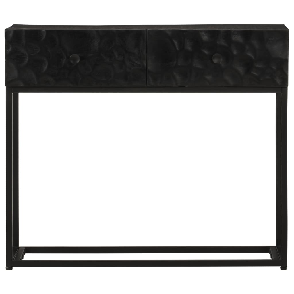 Console Table Black 90x30x76 cm Solid Mango Wood and Iron