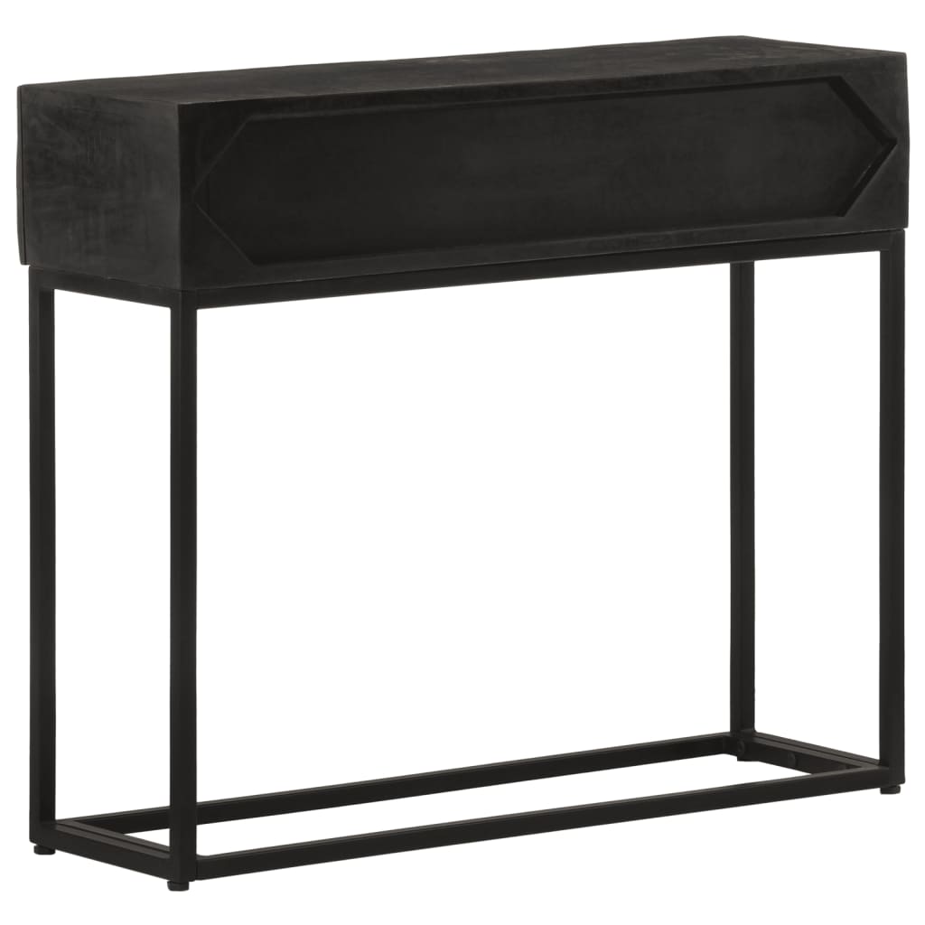 Console Table Black 90x30x76 cm Solid Mango Wood and Iron