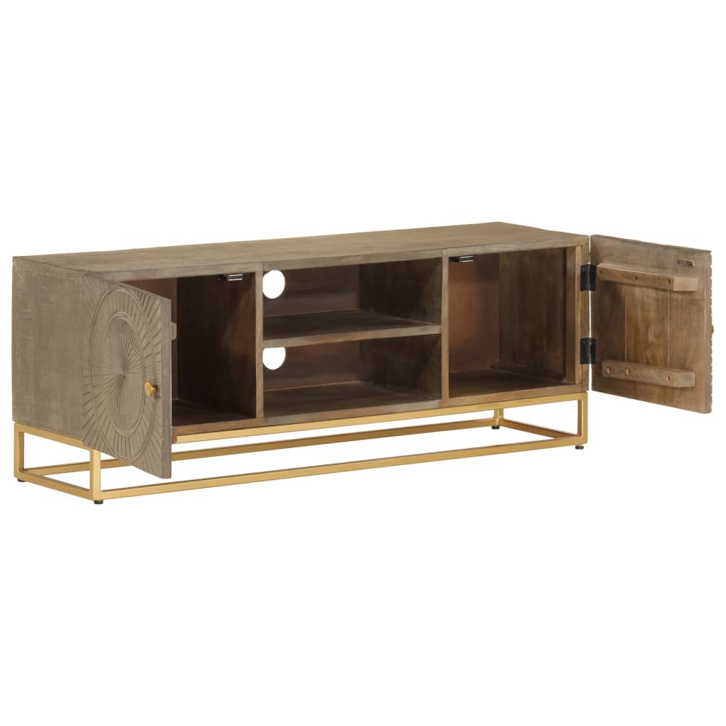 TV-Schrank 110x30x40 cm Massivholz Mango und Eisen