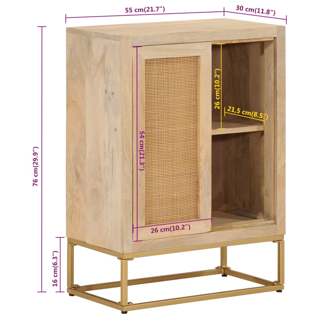 Sideboard 55x30x76 cm solid mango wood and iron