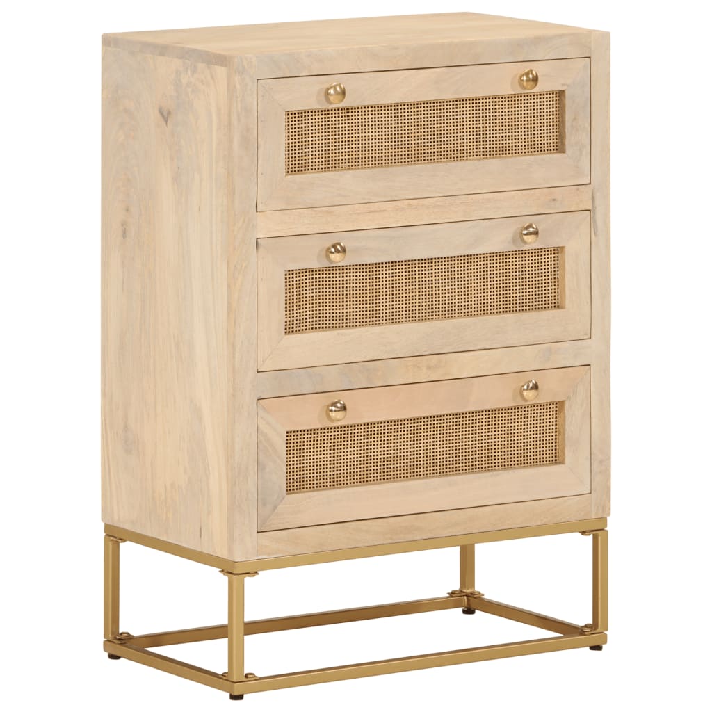 Chest of drawers 55x30x76 cm solid mango wood and iron