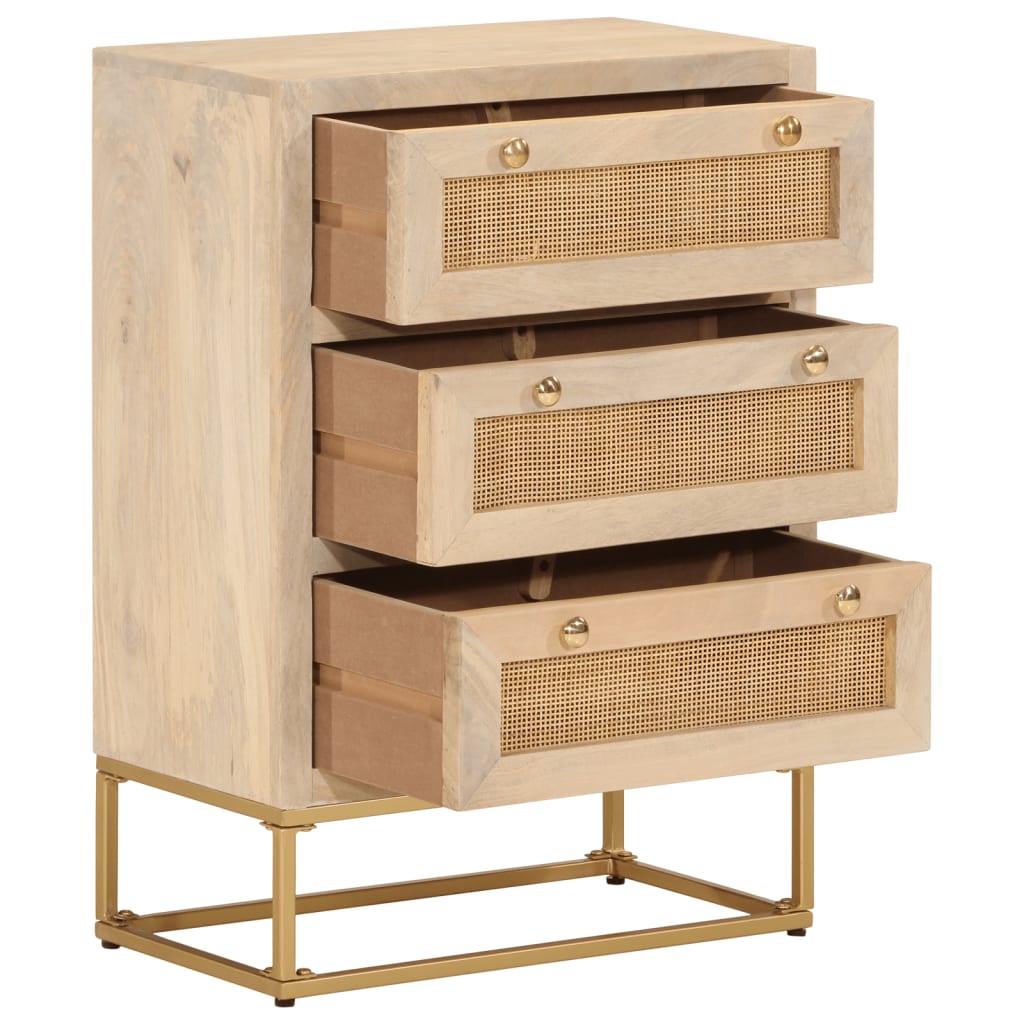 Chest of drawers 55x30x76 cm solid mango wood and iron