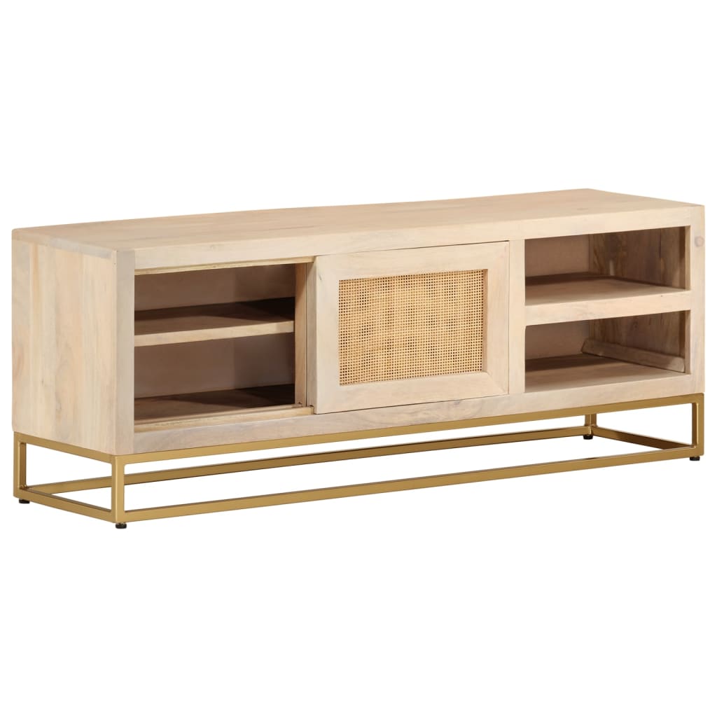 TV-Schrank 110x30x40 cm Massivholz Mango und Eisen