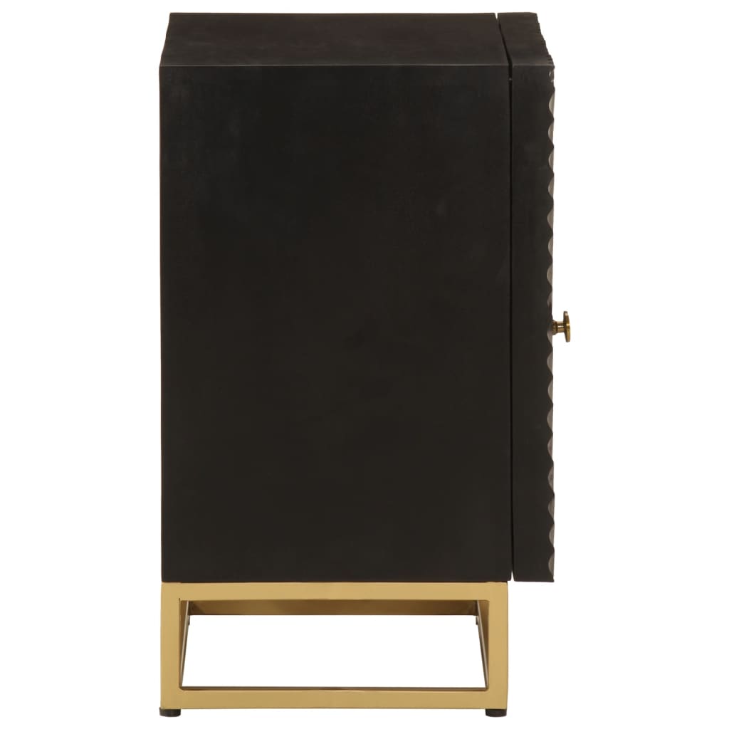 Bedside Table Black 40x30x50 cm Solid Mango Wood and Iron