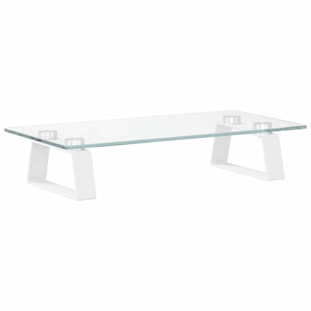 Monitor Stand White 40x20x8 cm Tempered Glass and Metal