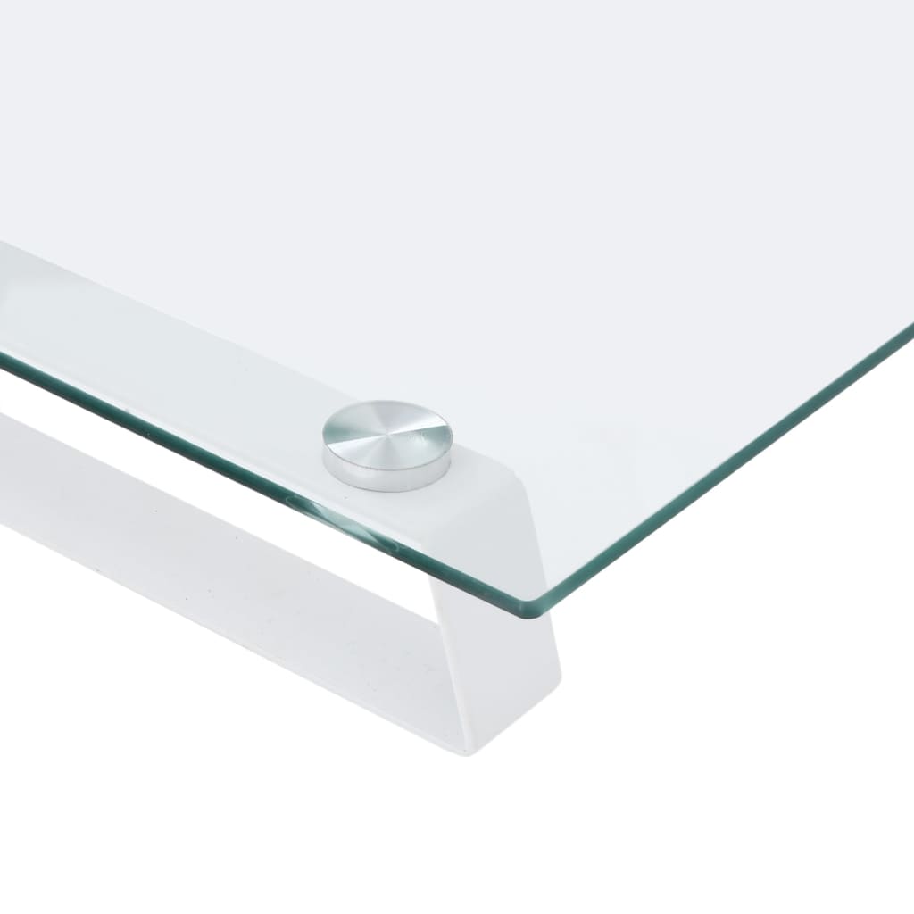 Monitor Stand White 40x20x8 cm Tempered Glass and Metal