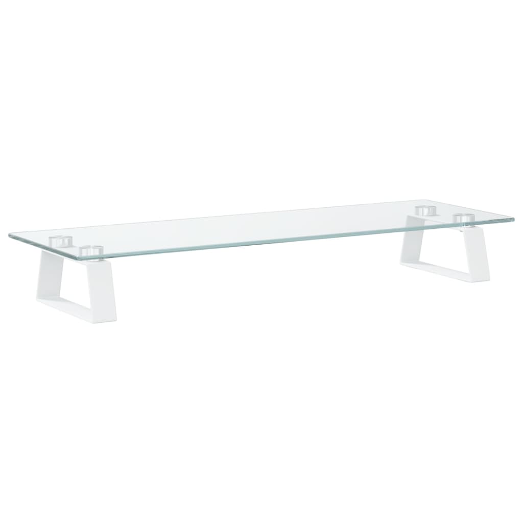 Monitor Stand White 60x20x8 cm Tempered Glass and Metal