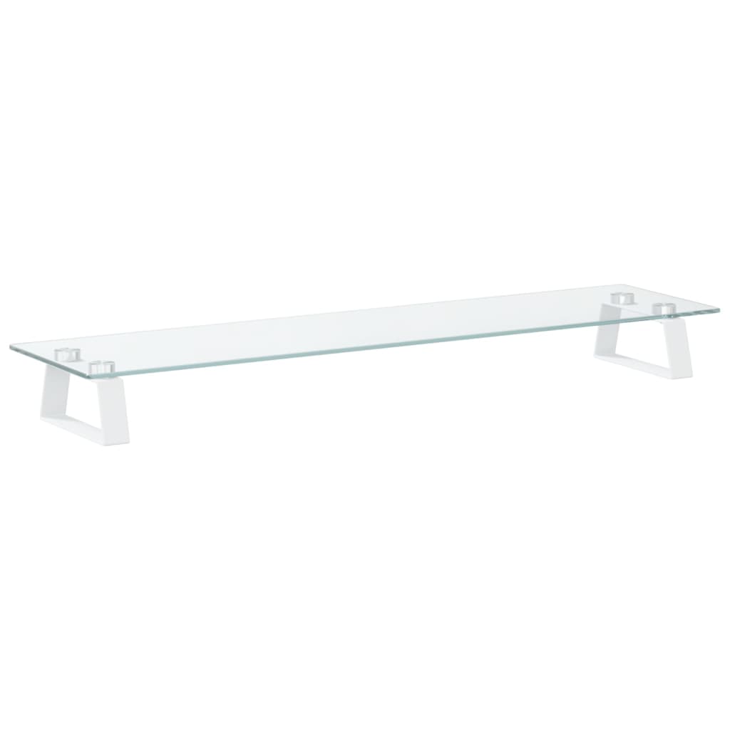 Monitor Stand White 80x20x8 cm Tempered Glass and Metal