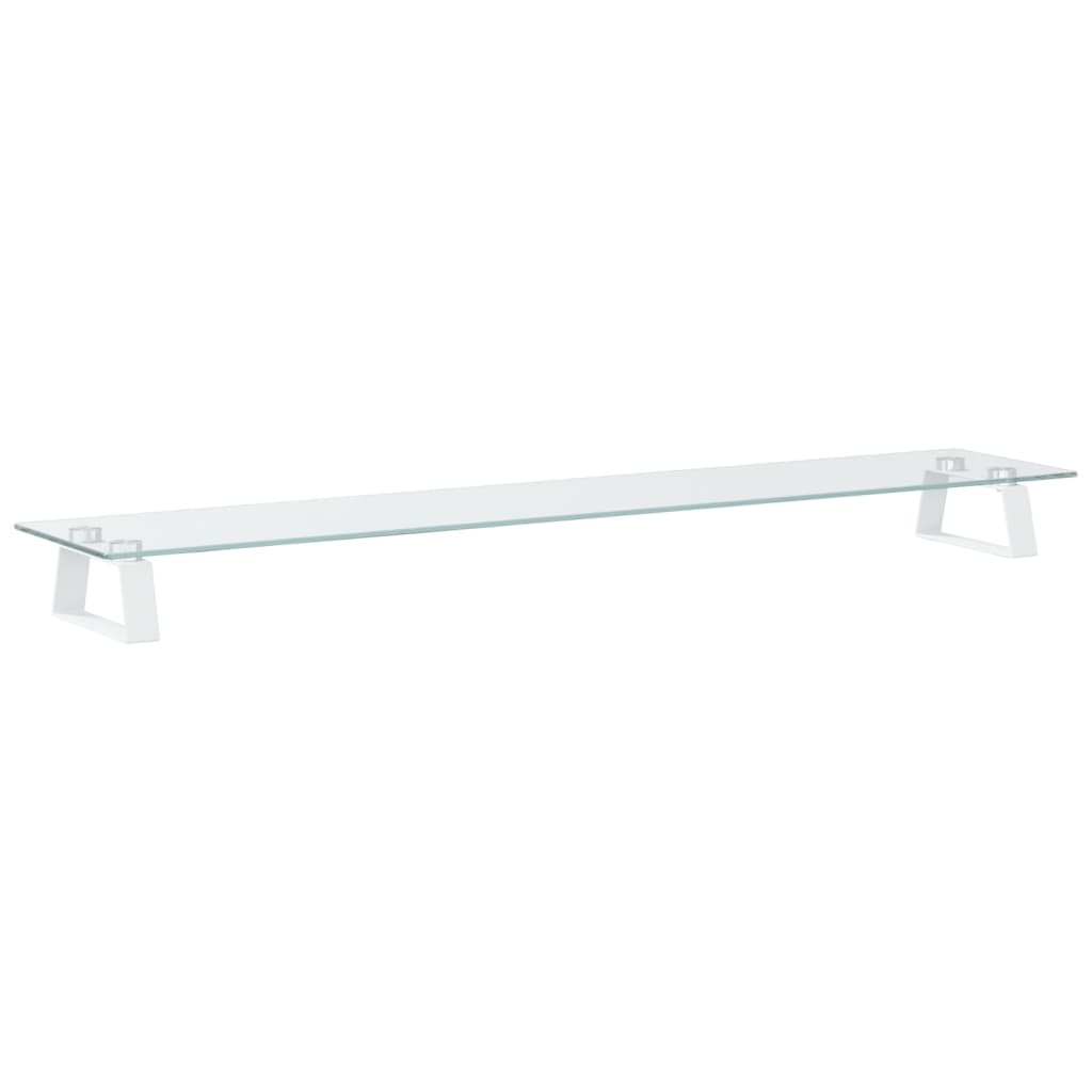 Monitor Stand White 100x20x8 cm Tempered Glass and Metal