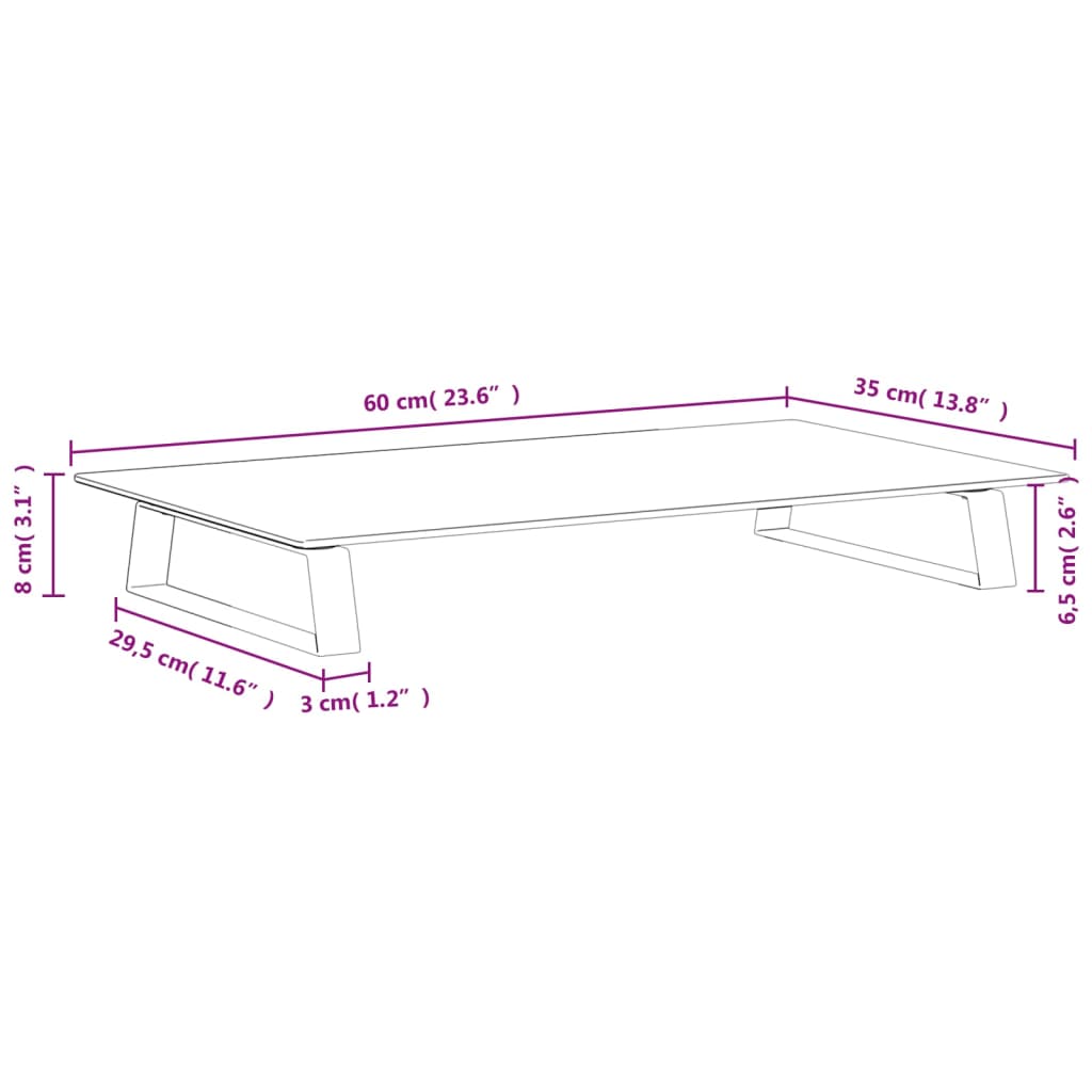 Monitorständer Weiß 60x35x8 cm Hartglas und Metall