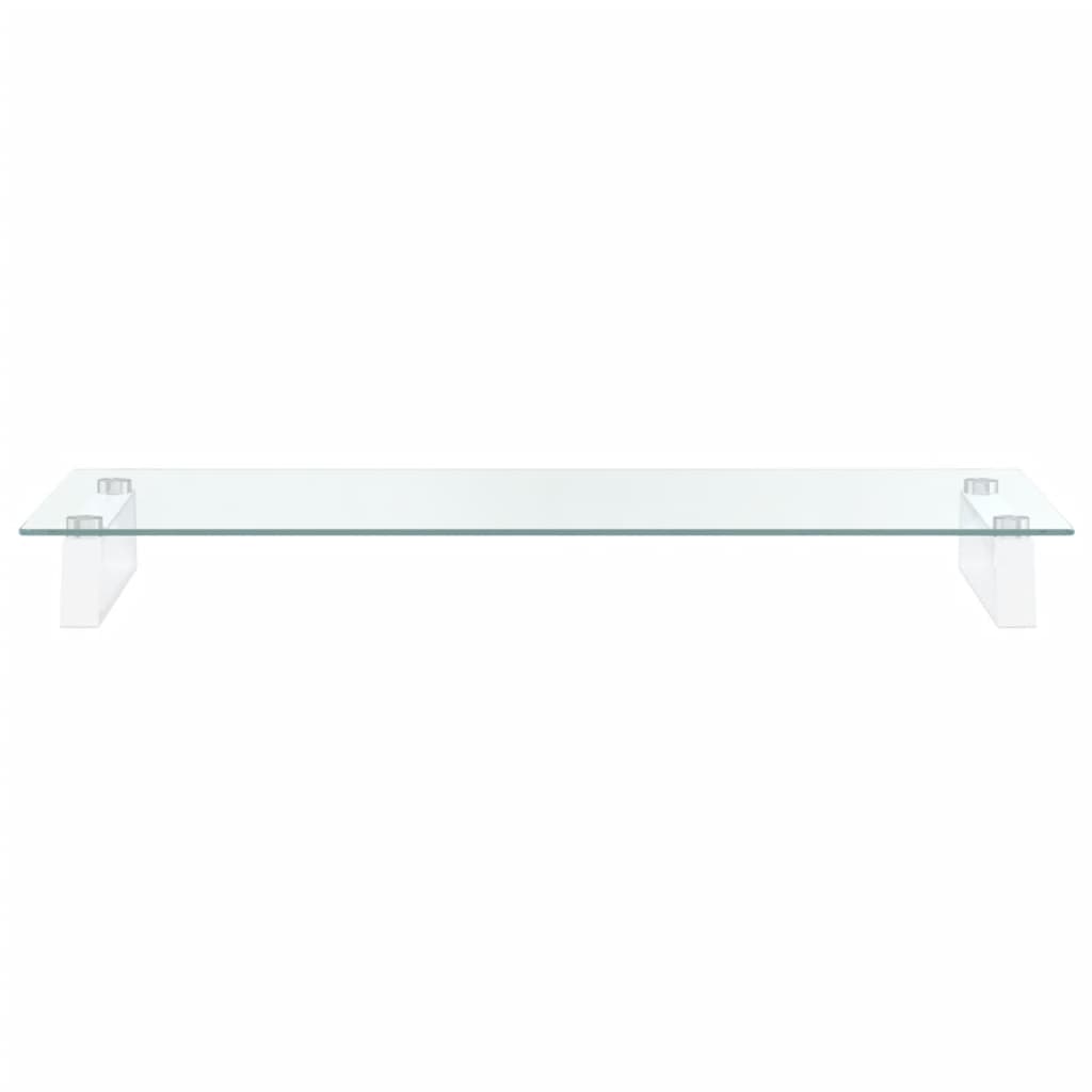 Monitor Stand White 80x35x8 cm Tempered Glass and Metal