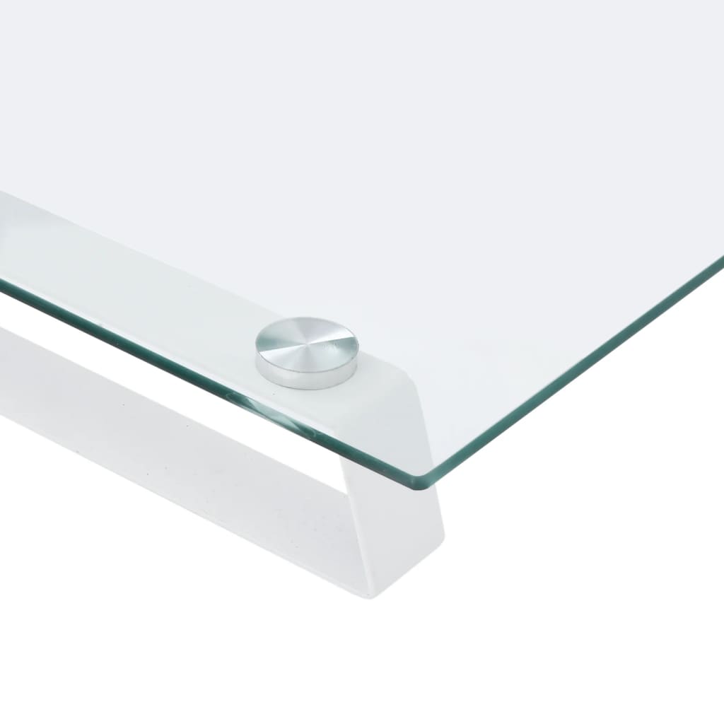 Monitor Stand White 80x35x8 cm Tempered Glass and Metal