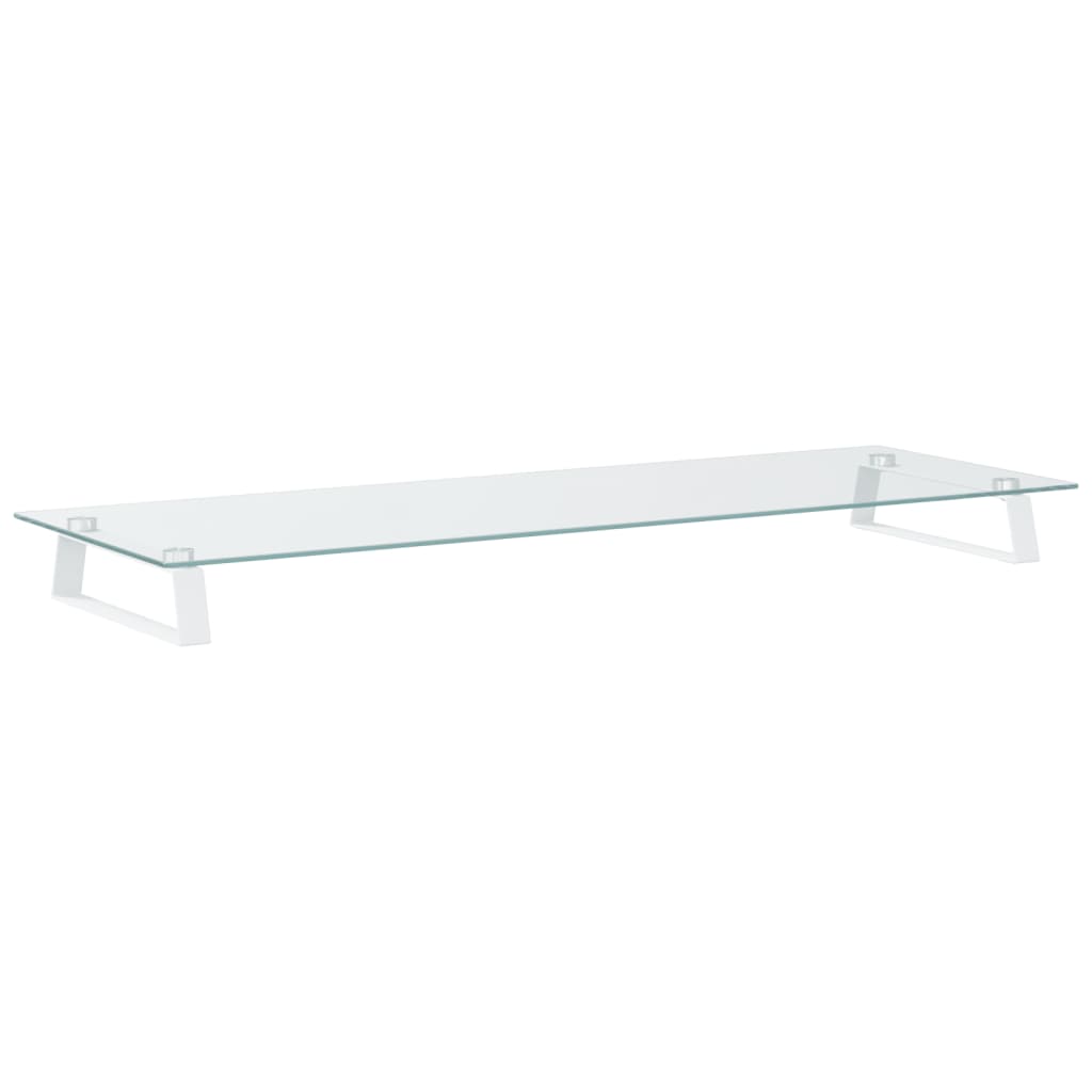 Monitor Stand White 100x35x8 cm Tempered Glass and Metal