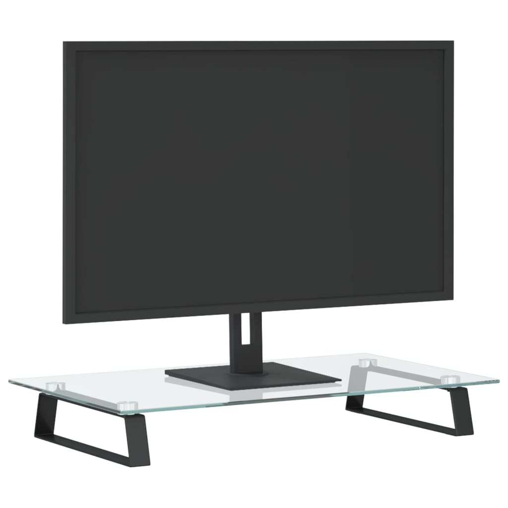 Monitor Stand Black 60x35x8 cm Tempered Glass and Metal