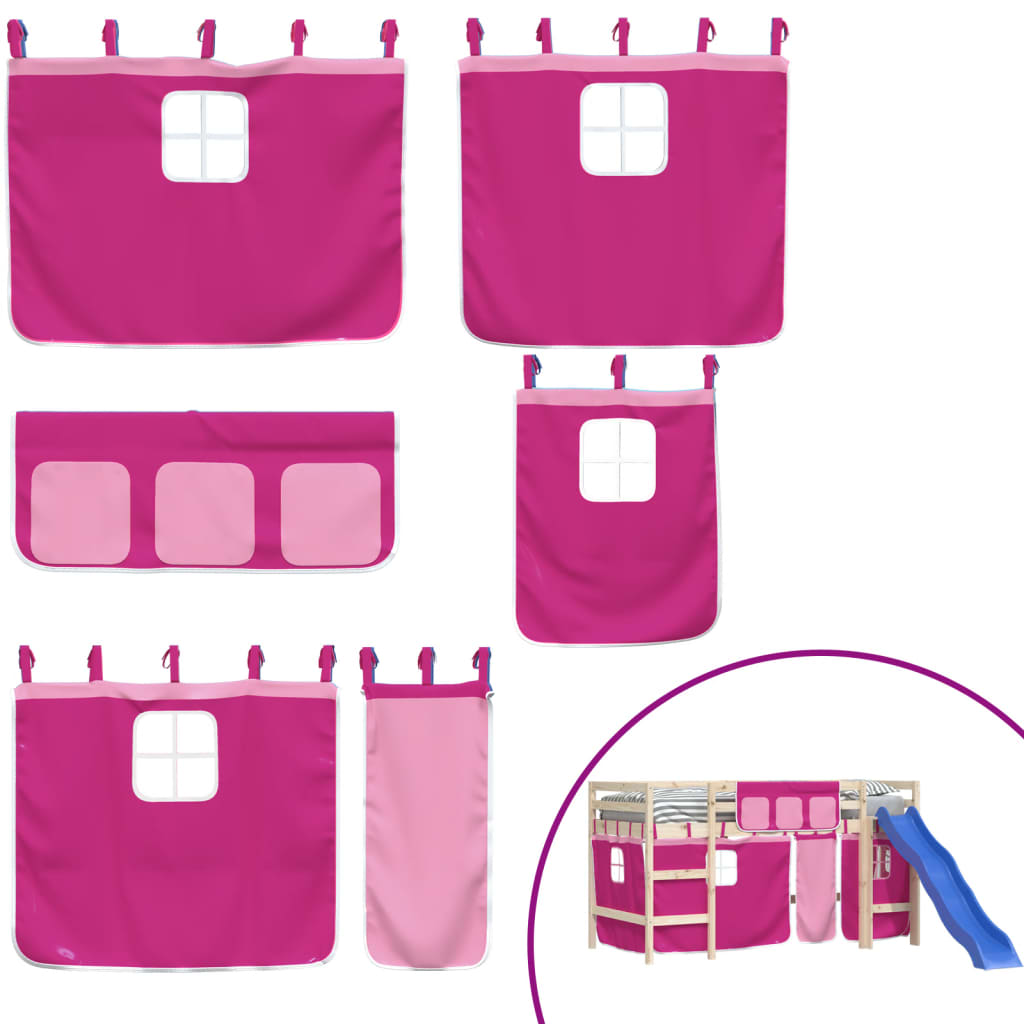 Curtains for loft bed pink polyester