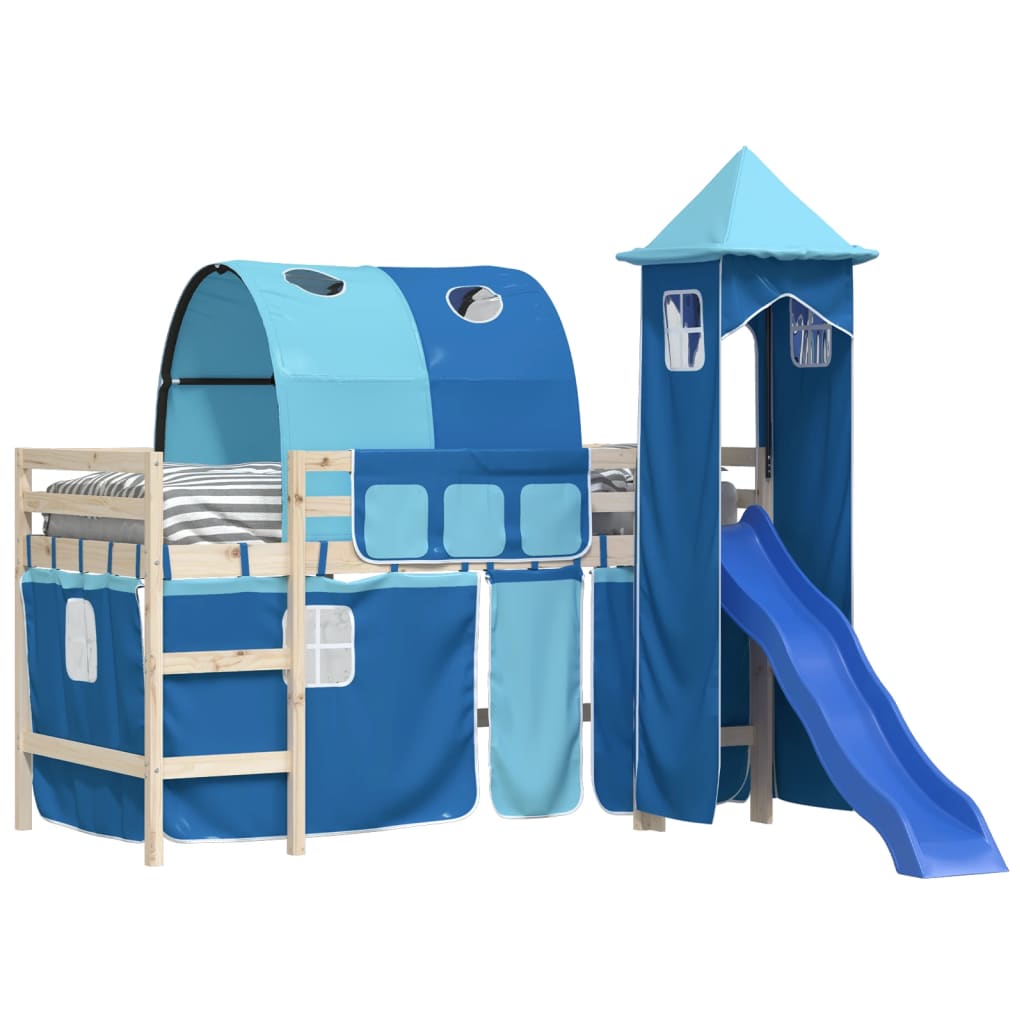 Curtains for Loft Bed with Tunnel and Tower Blue