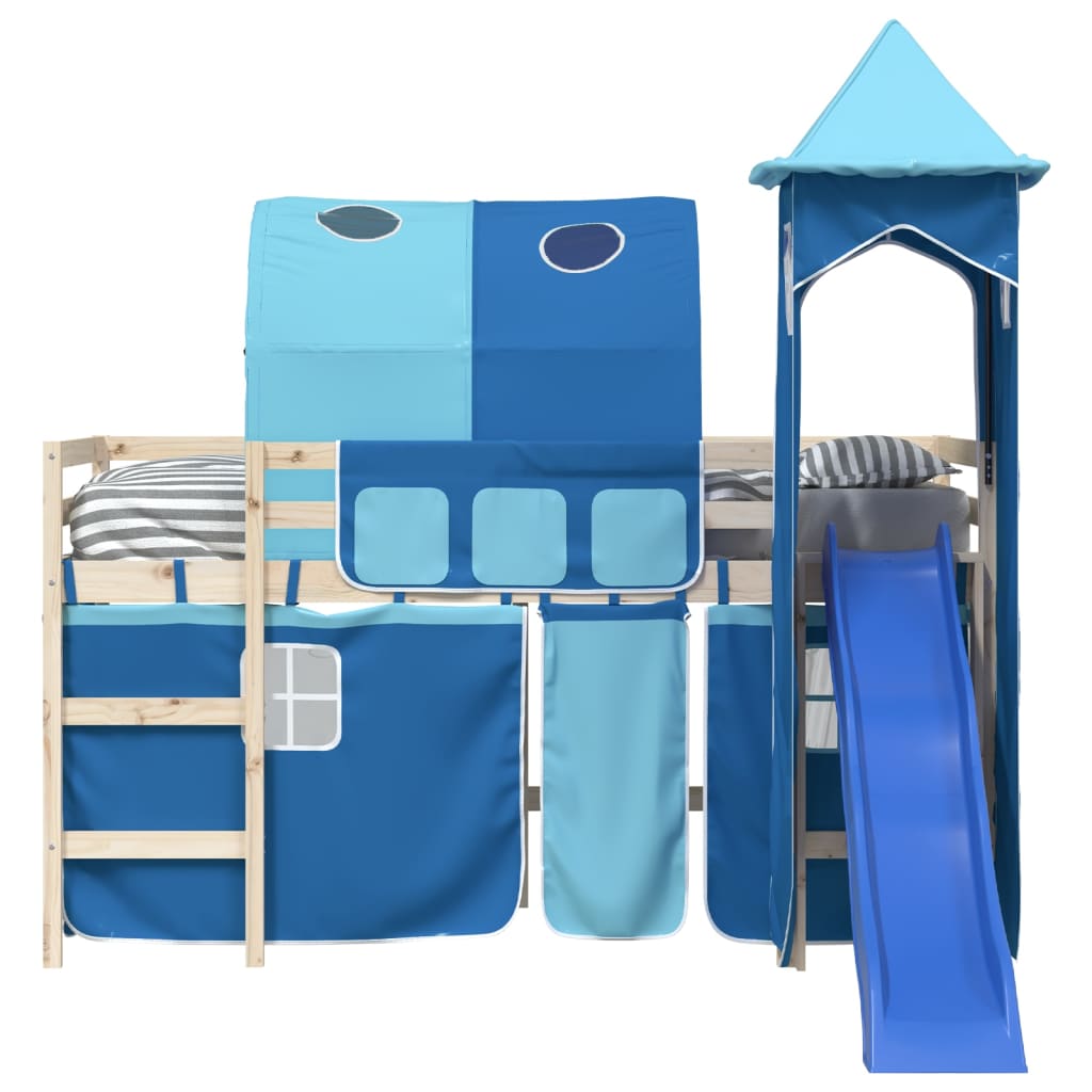 Curtains for Loft Bed with Tunnel and Tower Blue