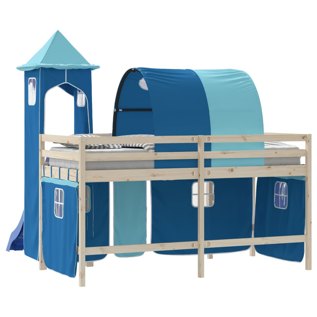 Curtains for Loft Bed with Tunnel and Tower Blue