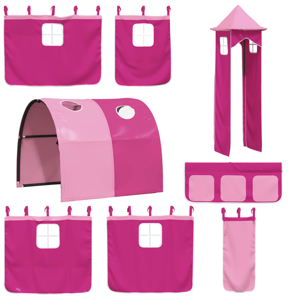 Curtains for loft bed with tunnel and tower pink