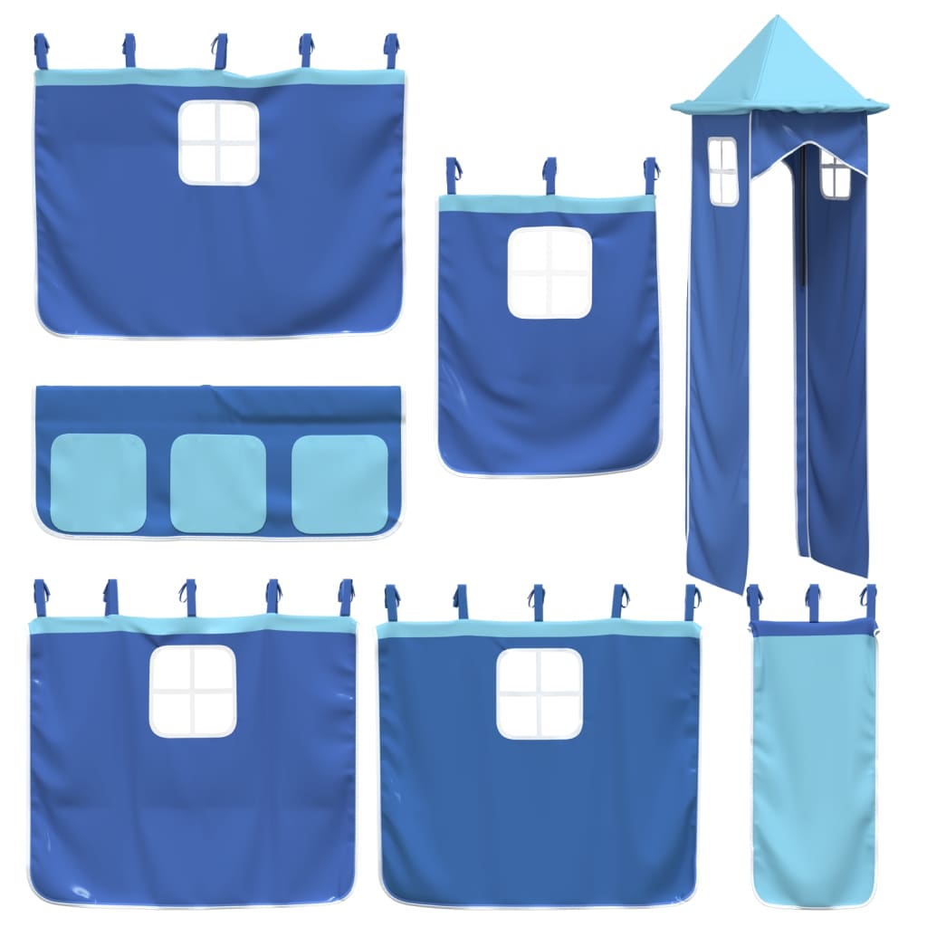 Curtains for Loft Bed with Tower Blue Polyester