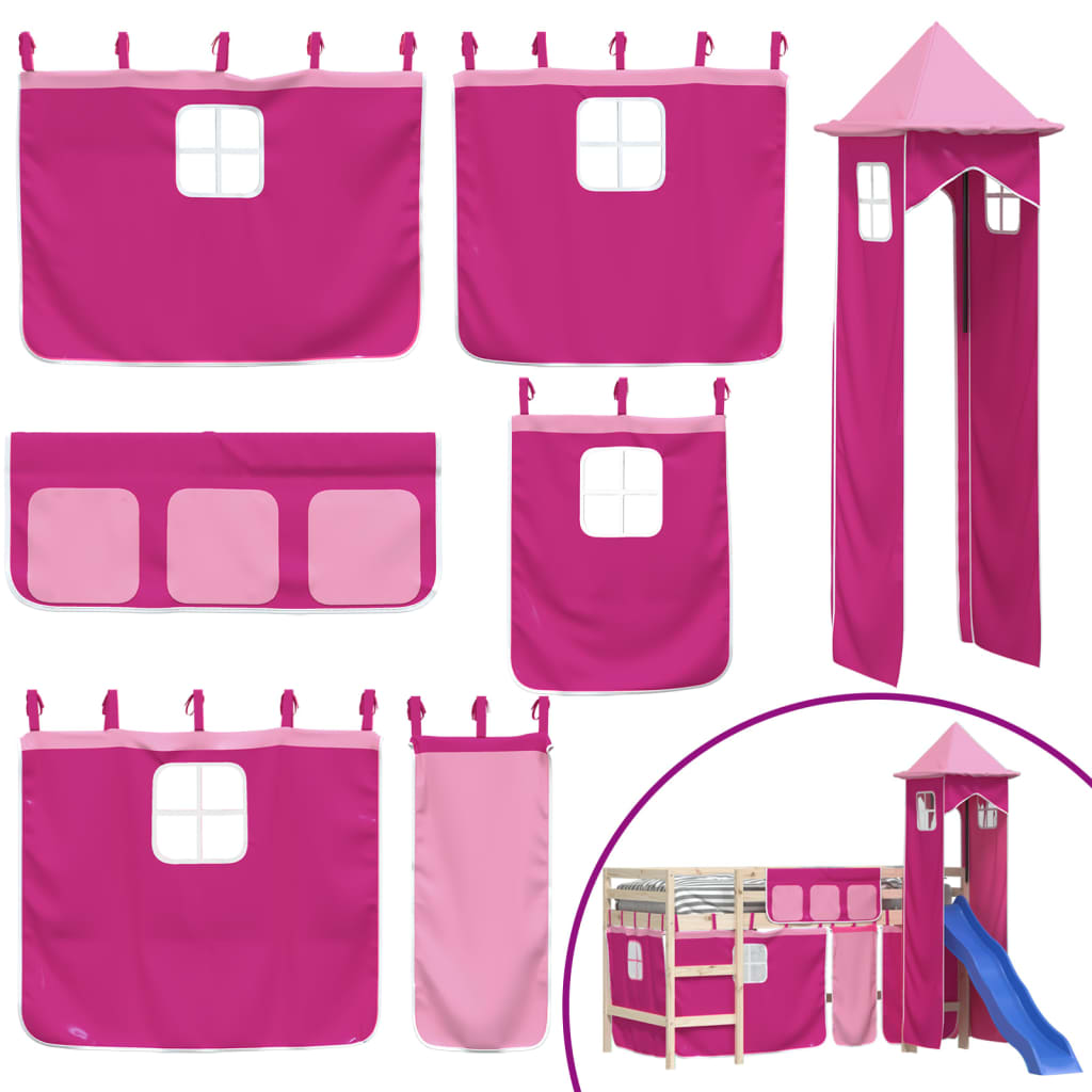 Curtains for Loft Bed with Tower Pink Polyester