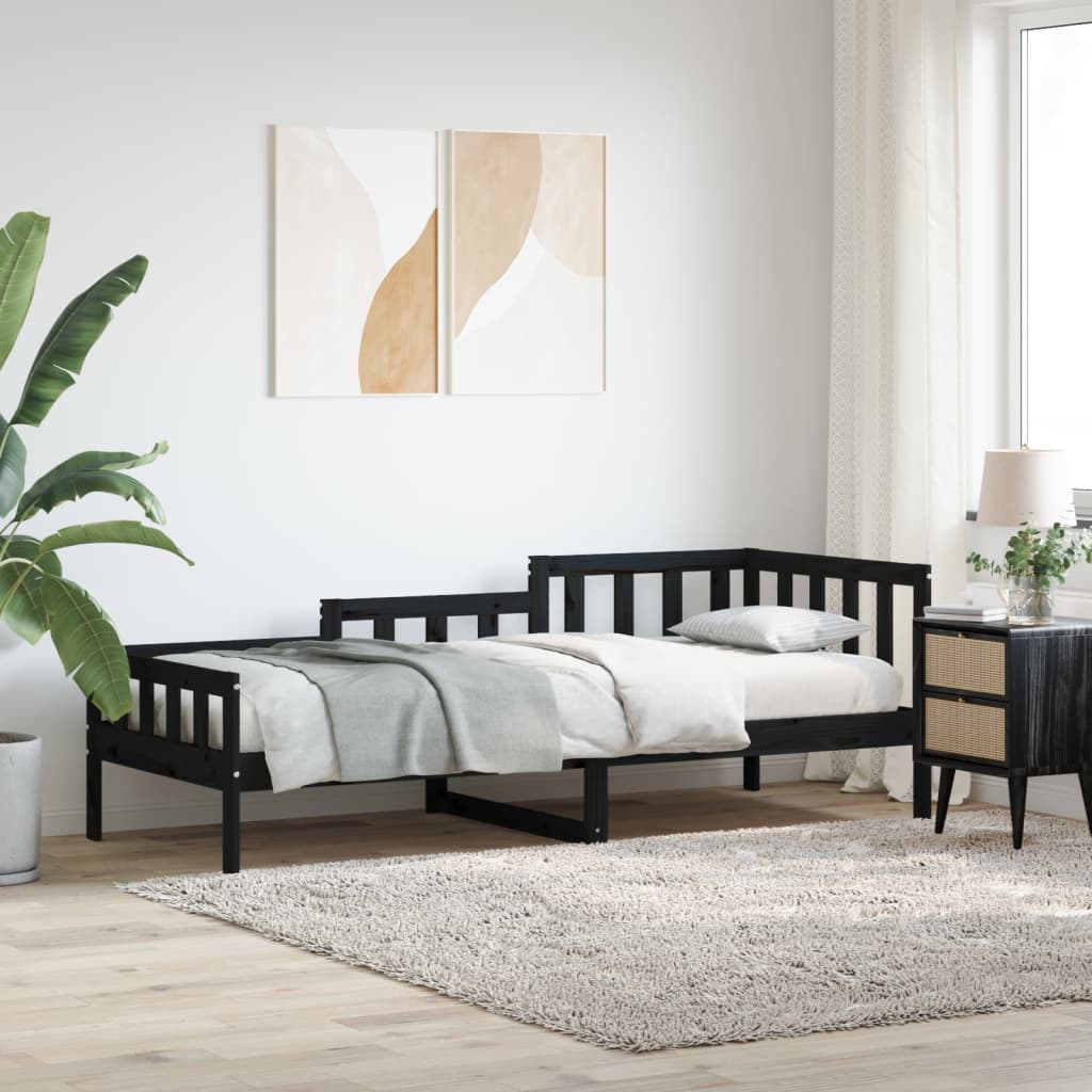 Daybed Black 90x190 cm Solid Pine