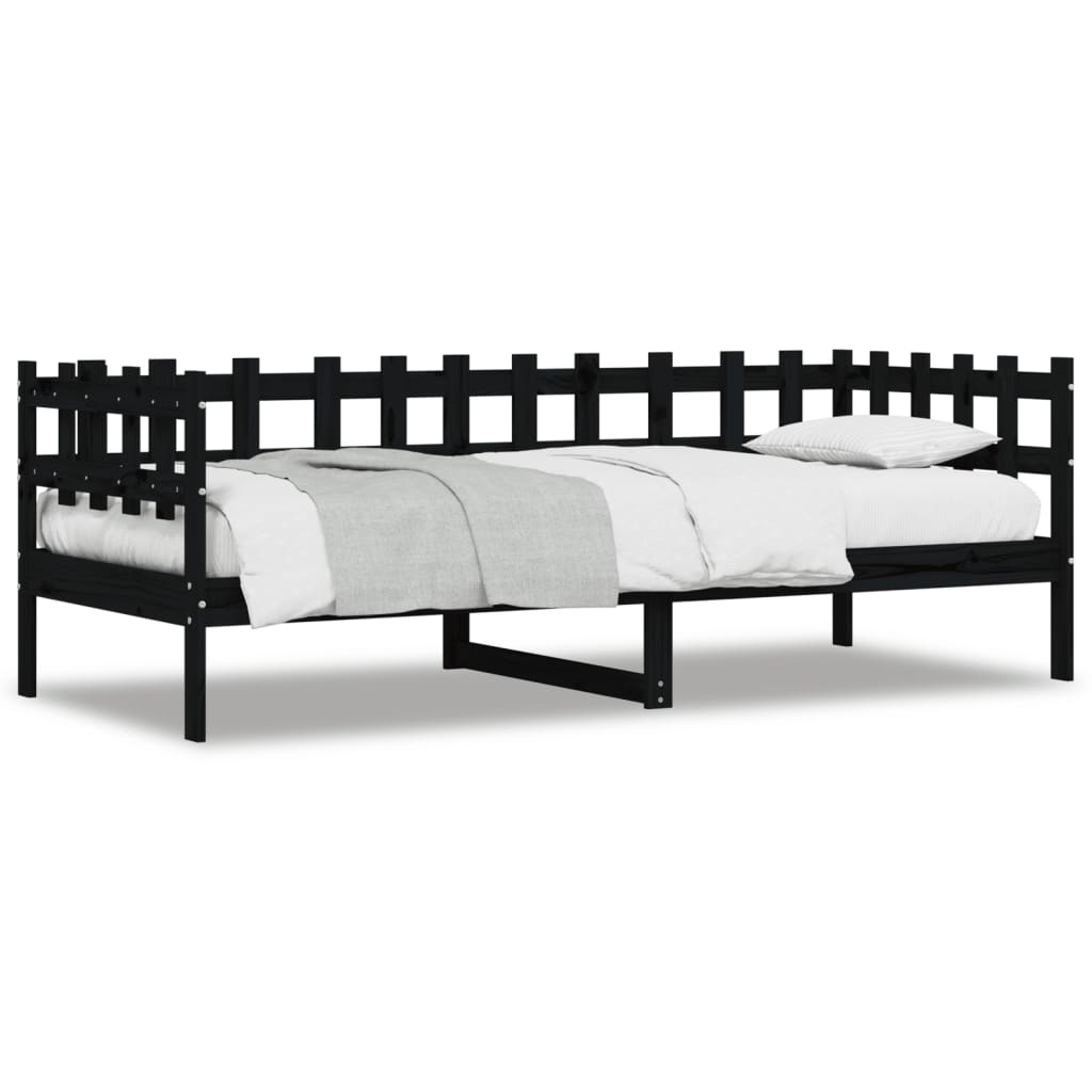 Daybed Black 80x200 cm Solid Pine