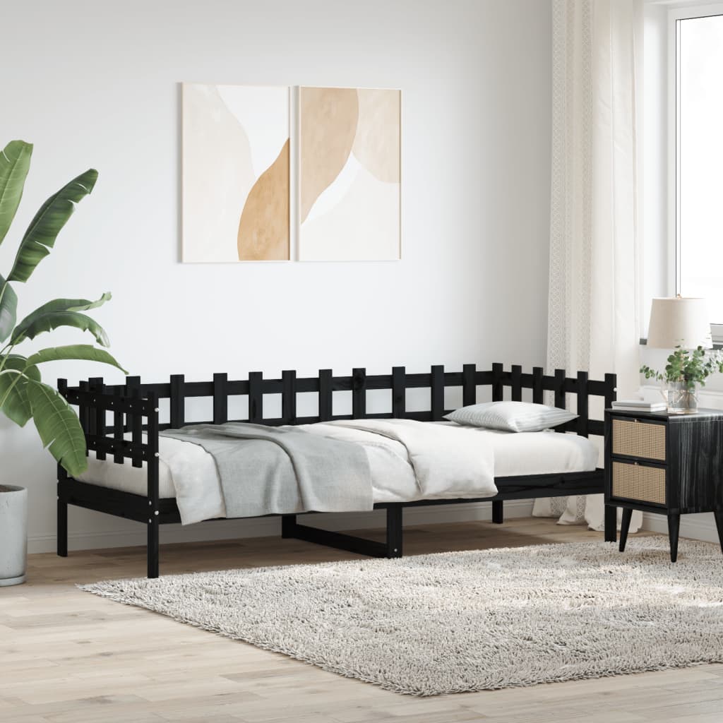 Daybed Black 80x200 cm Solid Pine