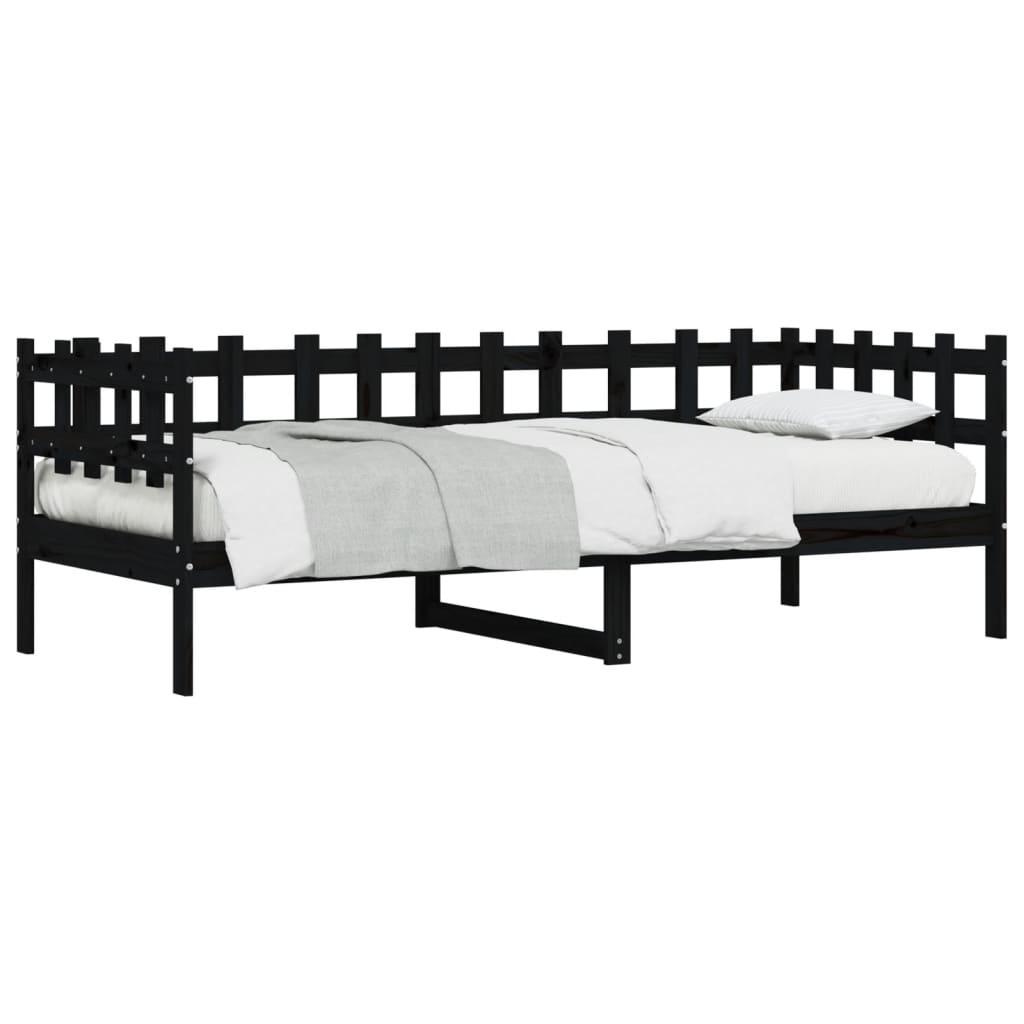 Daybed Black 90x200 cm Solid Pine