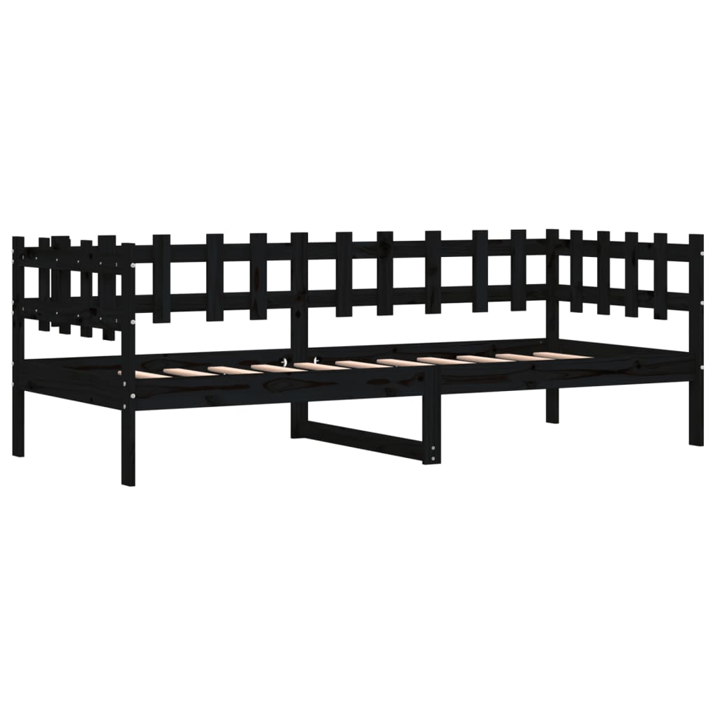 Daybed Black 90x200 cm Solid Pine