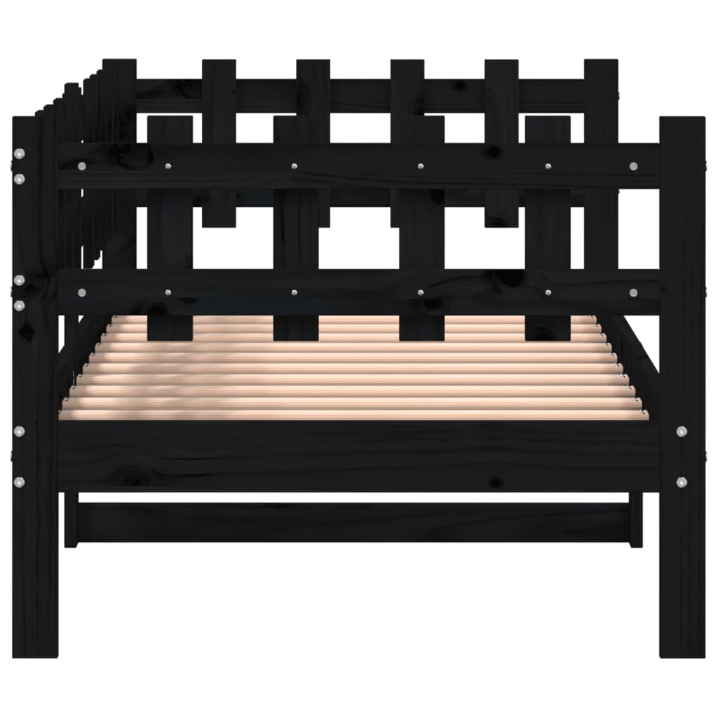 Daybed Black 90x200 cm Solid Pine