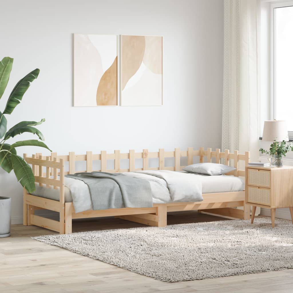 Daybed extendable 2x(80x200) cm solid pine wood