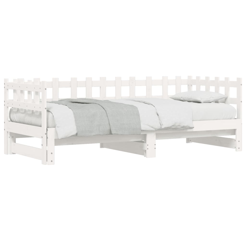 Daybed Extendable White 2x(80x200) cm Solid Pine