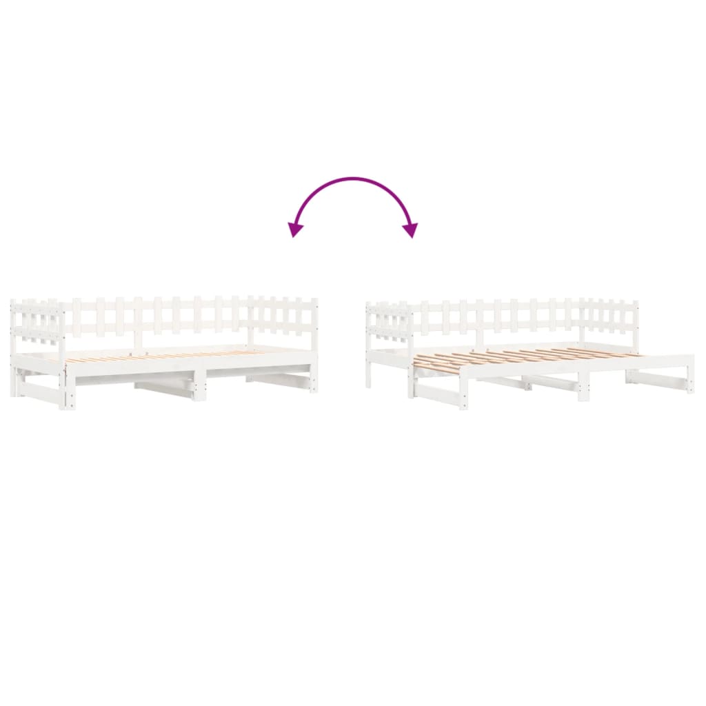 Daybed Extendable White 2x(80x200) cm Solid Pine