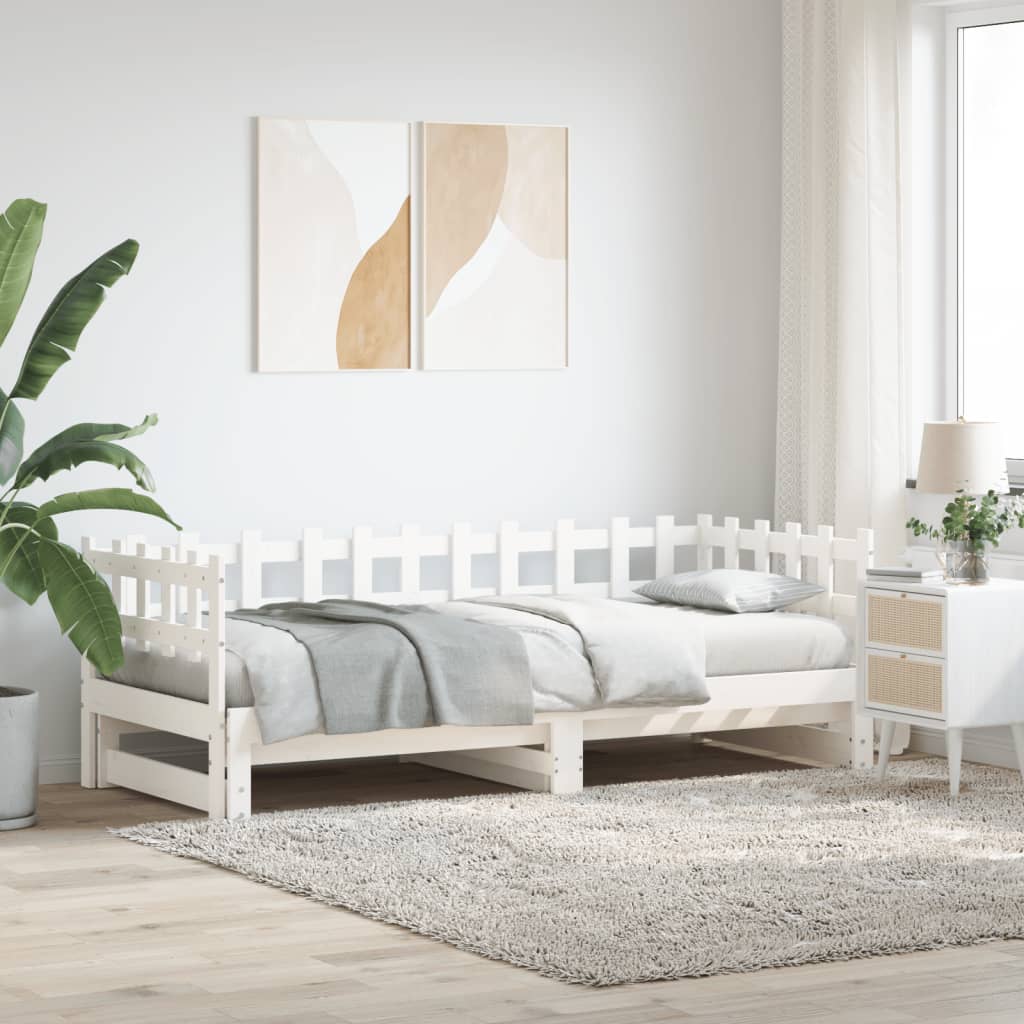 Daybed Extendable White 2x(80x200) cm Solid Pine