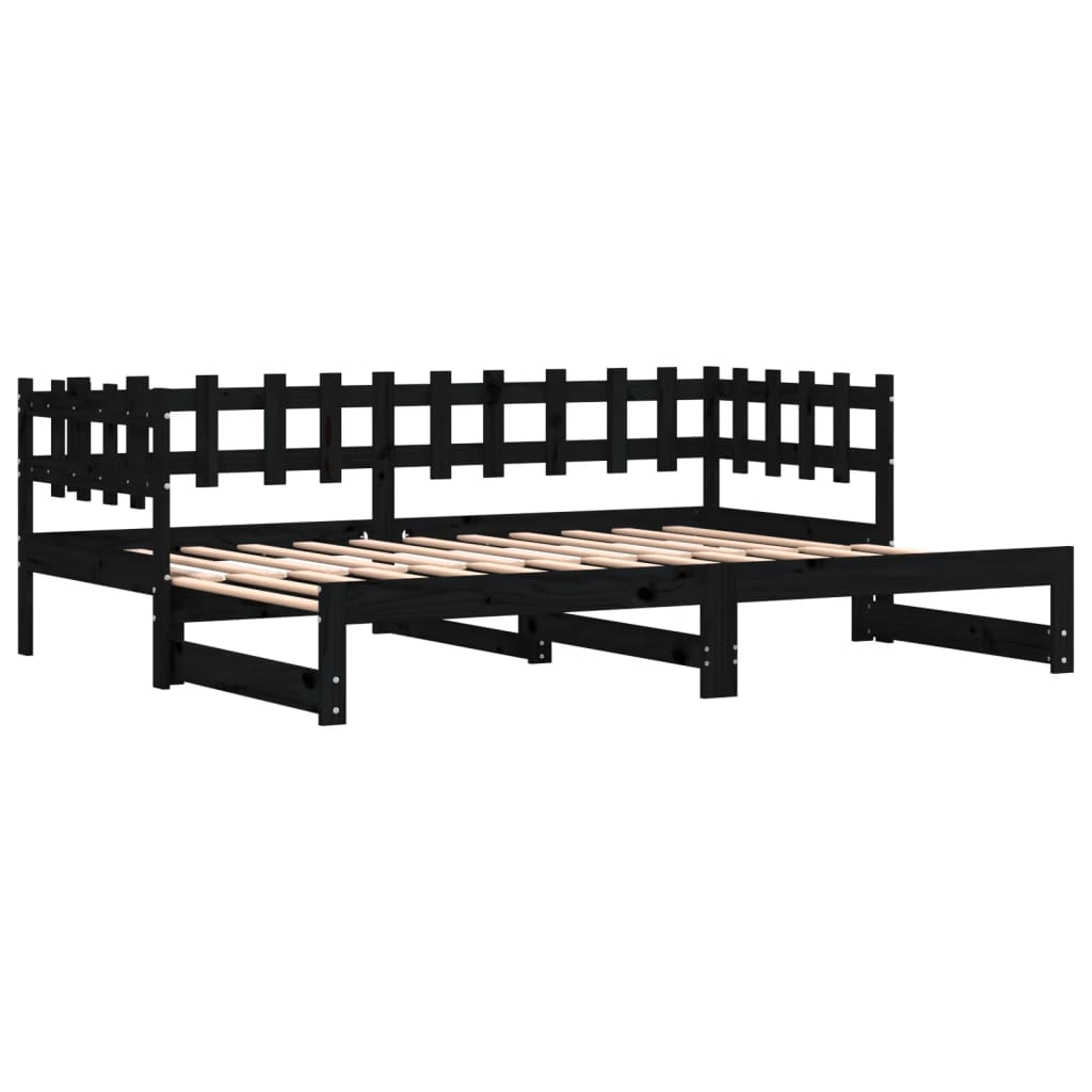 Daybed Extendable Black 2x(80x200) cm Solid Pine Wood