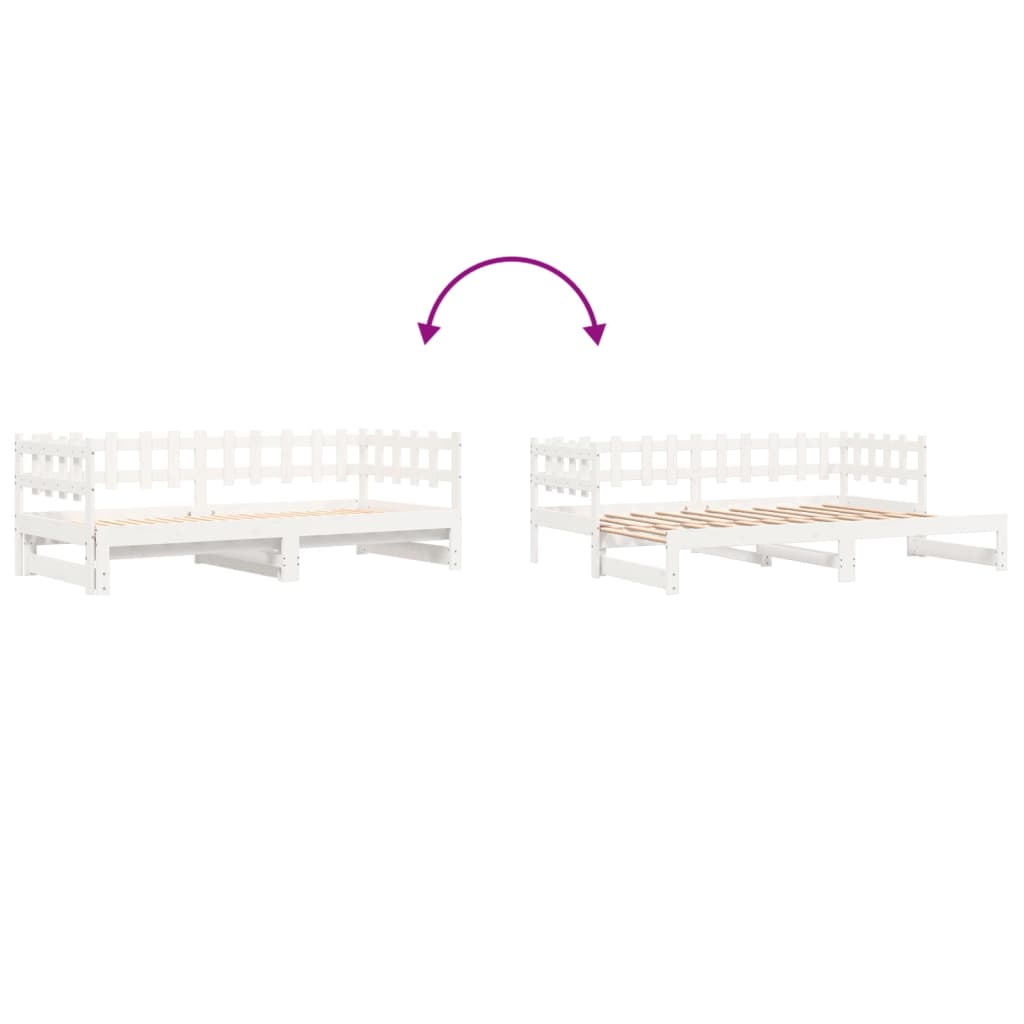 Daybed Extendable White 2x(90x200) cm Solid Pine